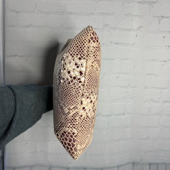 TMRW Studio taupe snakeskin embossed leather square handle tote bag like new - Picture 8 of 13